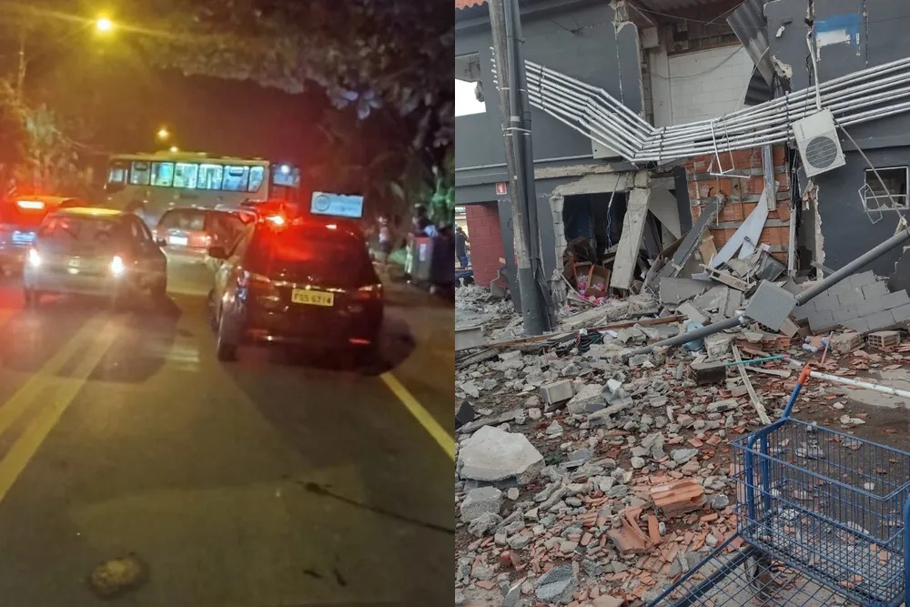 Bandidos detonam parte de atacadista para arrombar cofre;motorista vira refém