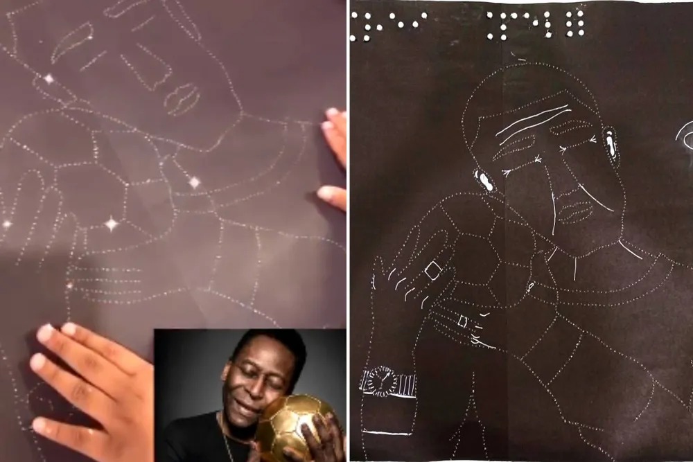 Aluno cego faz a classe chorar ao reconhecer imagem de Pelé em braile;professora teve ideia