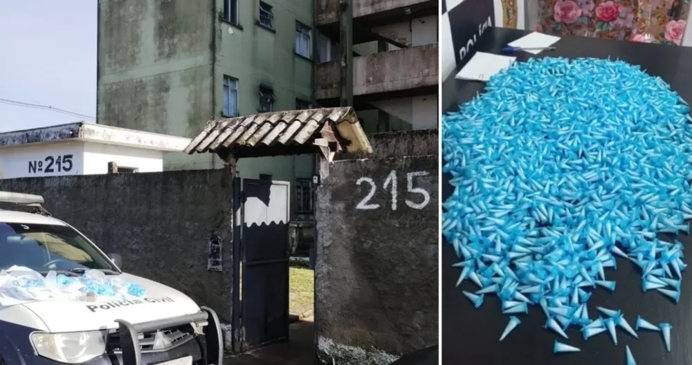 Mulher é presa com mais de 2 mil pinos de cocaína e outras drogas;jogou pela janela