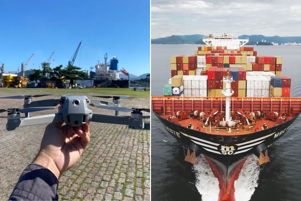 Helicópteros são substituídos por drones no Porto de Santos