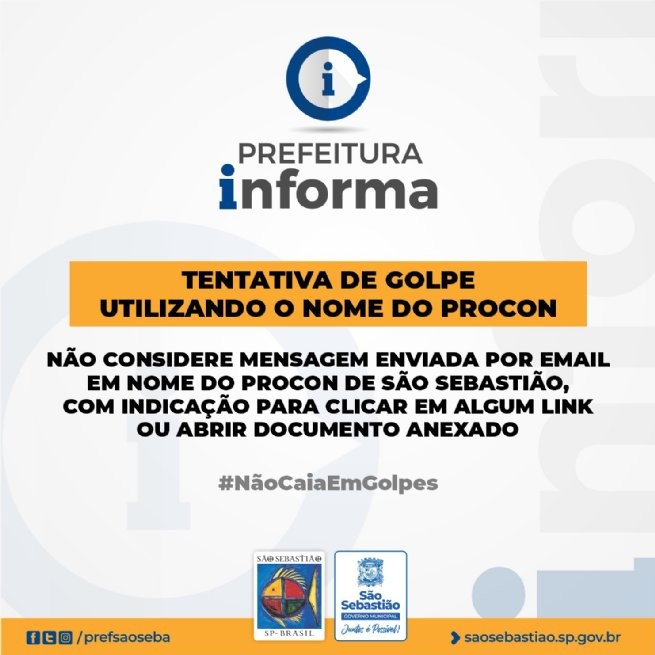 Procon de São Sebastião alerta sobre golpes por e-mails direcionados a comerciantes