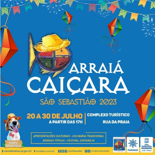 Arraiá Caiçara de São Sebastião 2023 ocorre de 20 a 30 de julho na Rua da Praia