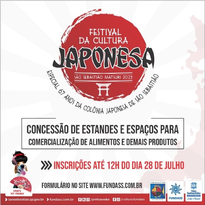 Prefeitura prorroga as inscrições para concessão de estandes do Festival da Cultura Japonesa – São Sebastião Matsuri