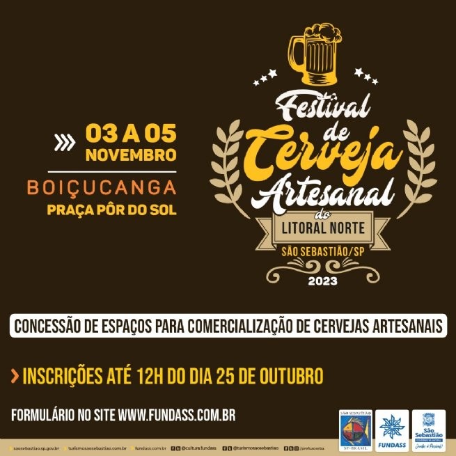 Prefeitura abre inscrições para concessão de espaços no Festival de Cerveja Artesanal de São Sebastião