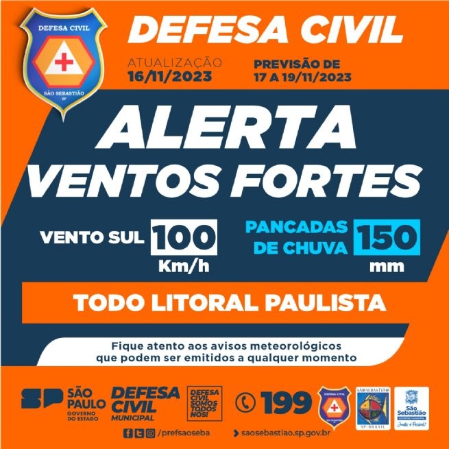 Com alerta de ventos de 100 km/h e chuvas de 150mm, prefeito Felipe Augusto cancela eventos deste sábado
