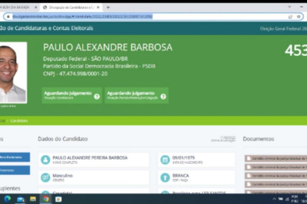 Página de Paulo Alexandre ainda sem movimento no TRE; aguardando julgamento