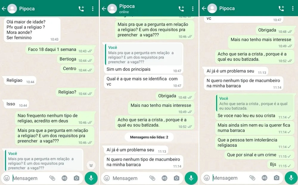 Dono de barraca se nega a dar emprego a 